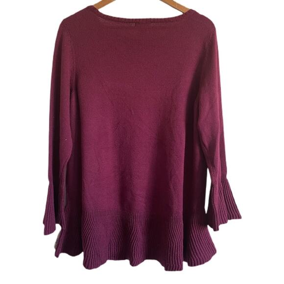 Style & Co Ribbed Hemline Ruffle Pullover Sweater Women's 0X Red - Picture 4 of 4